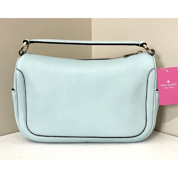 New Kate Spade Smoosh Satchel Crossbody Leather Blue Glow - Picture 4 of 6